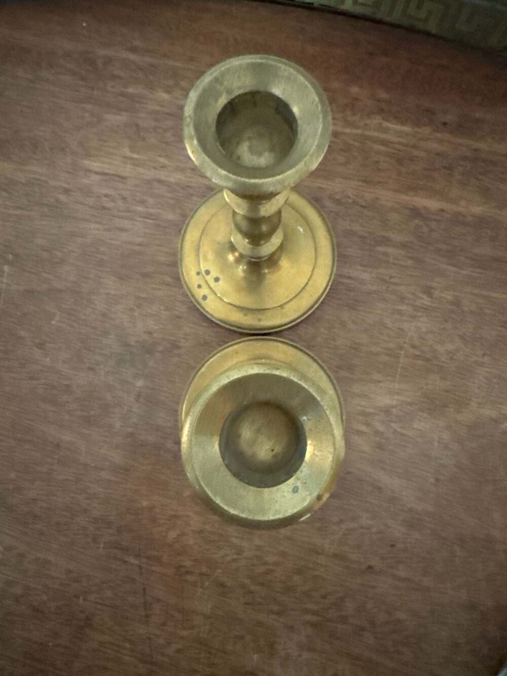 Vintage Pair of Enesco Solid Brass Taper Candlesticks Holders - Picture 5 of 7